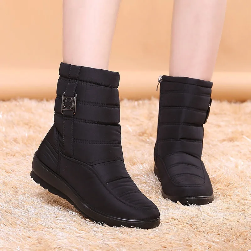 BEYARNE/женские зимние ботильоны; женские зимние ботинки на молнии; нескользящие водонепроницаемые ботинки с гибкой плюшевой стелькой; Botas - Цвет: Черный