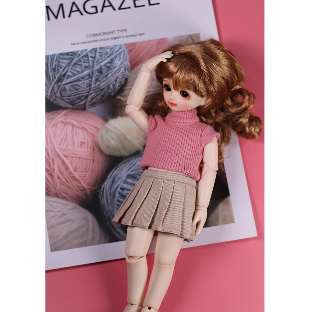  knitting wool material Handmade Doll Sweater Vest 11inch Doll Clothes Hand Knit Turtleneck Sweater For girls  Doll Fits 