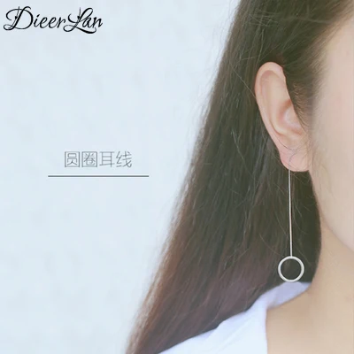 

Hot Sale Long 925 Sterling Silver Circle Earrings For Women Fashion Jewelry sterling-silver-jewelry pendientes