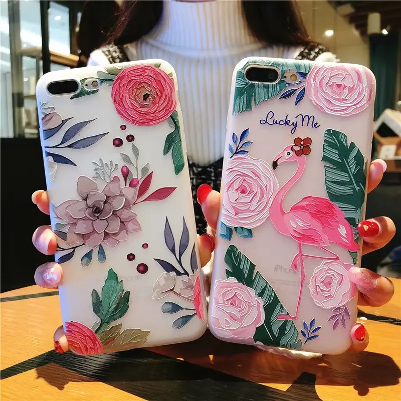

3D Case Cover For iPhone 6 7 8 Plus Relief Lace Plant Flower Cute Soft Silicon Top Quality For iPhone X XS XR Phone Case Fundas