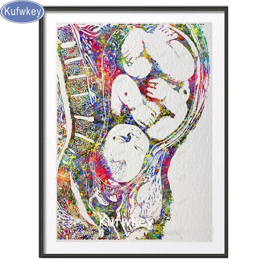

Pregnancy wall art full term baby in womb poster Diamond Embroidery 5D DIY Diamond Painting Cross Stitch Rhinestone Mosaic Decor