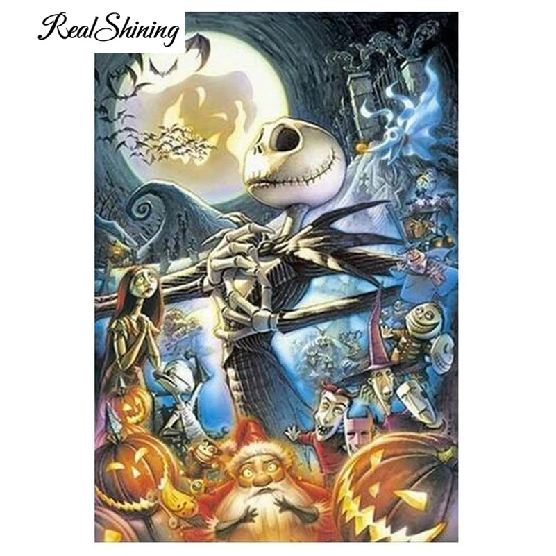 

REALSHINING 5D Mosaic Diy Diamond Embroidery Nightmare before christmas Square Paste Full Cross Stitch Diamod Painting FS2559
