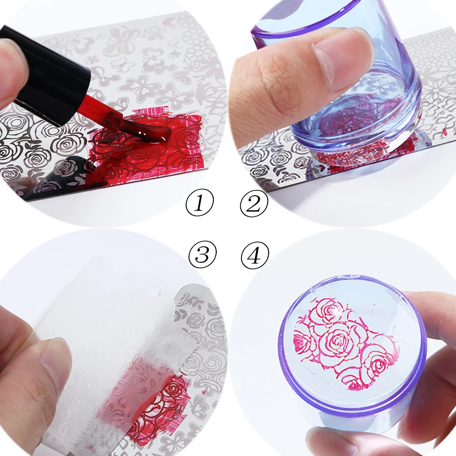 3pcs Jelly Silicone Head Nail Stamper Scraper Color Holographic Polish Transfer Capsule Nail Transparent All For Manicure LE1033