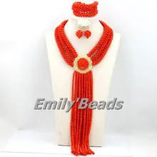 Сказочный оранжевый Африканский Бижутерия Комплект Африканской Кристалл Бусины комплект ювелирных изделий горячая Свадебный комплект ювелирных изделий aej661