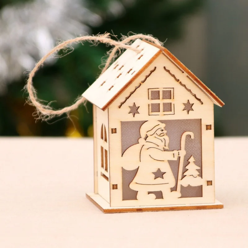 Рождественский светодиодный светильник, деревянный дом, дерево, украшения для Висячие украшения для дома, фестиваль, рождественский подарок, свадебные, Navidad, Вечерние Декорации - Цвет: B