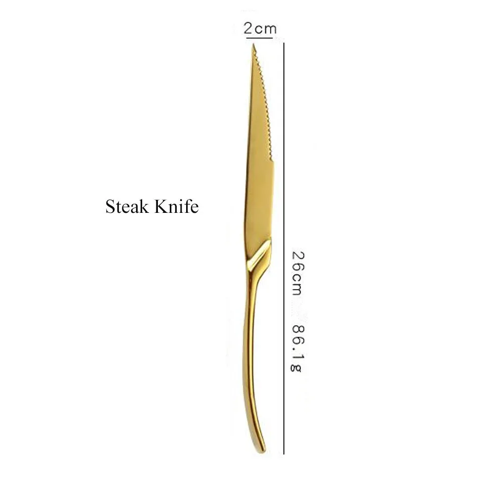Набор столовых приборов Золотой столовый сервиз классический Ресторан из нержавеющей стали кухонная Свадьба Посуда Торта средняя вилка - Цвет: Steak Knife