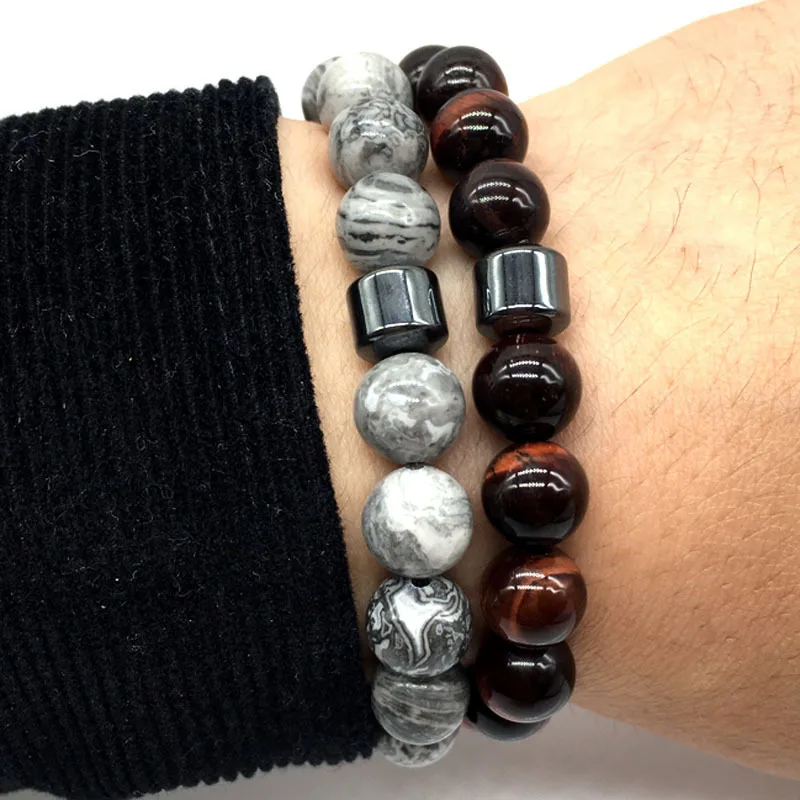 

Bead Men Bracelet 2019 New Fashion Stone Beaded Charm Bracelet Men Classic Beads Bracelet For Men Jewelry Gifts