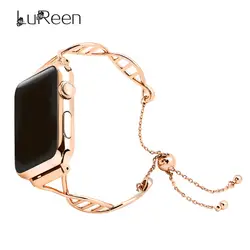 LuReen нержавеющая сталь Apple Watch полосы 38 мм/мм 42 мм для женщин ремешок регулируемый для iWatch серии 4 3 2 1 браслет