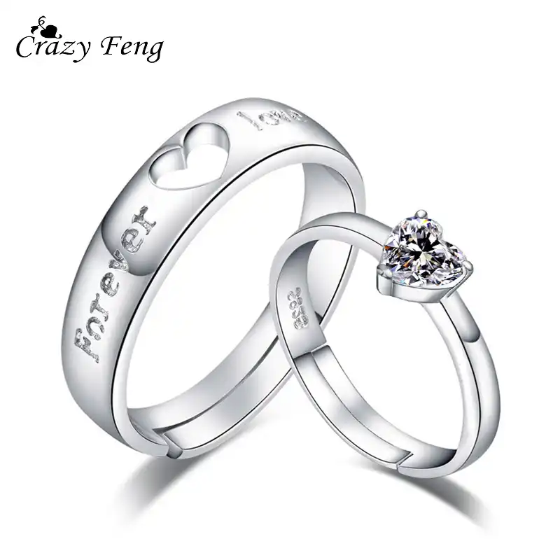 Crazy Feng 1 Pair Forever Love Wedding Engagement Rings For
