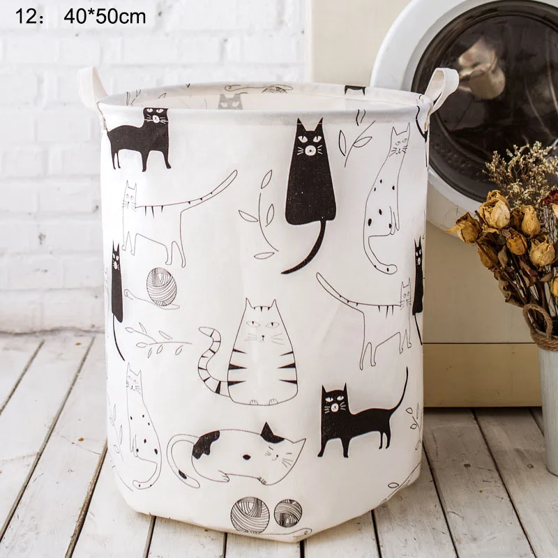 Folding Laundry Basket Cartoon Storage Barrel Standing Toys Clothing Storage Bucket Laundry Organizer Holder Pouch Household