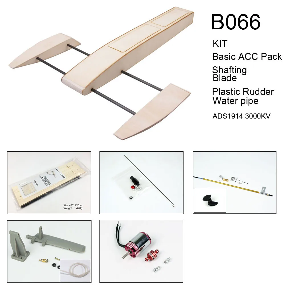 RC Speed Boat 495mm Wooden Sponson Outrigger Shrimp Racing Boat Model Building Kits Radio Remote Control Speedboat 11