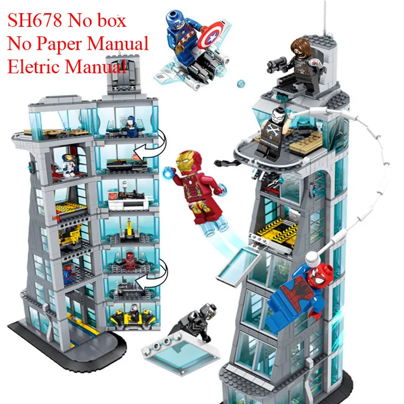 Конструктор Zhenwei SuperHeroes Ironman Marvell Avenger Tower Alliance Building SH678 Мстители подарок