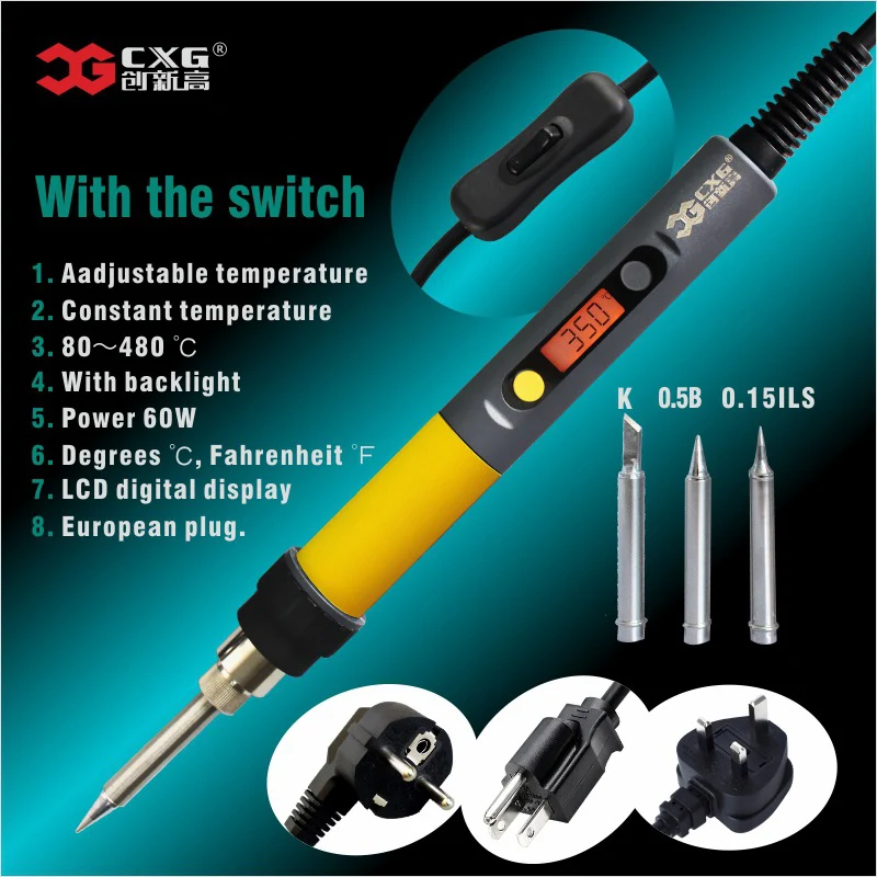 

CXG C110W Solder Iron LCD Adjustable Temperature NC T Digital Display Electric Soldering Irons EU Plug With The Power Swtich