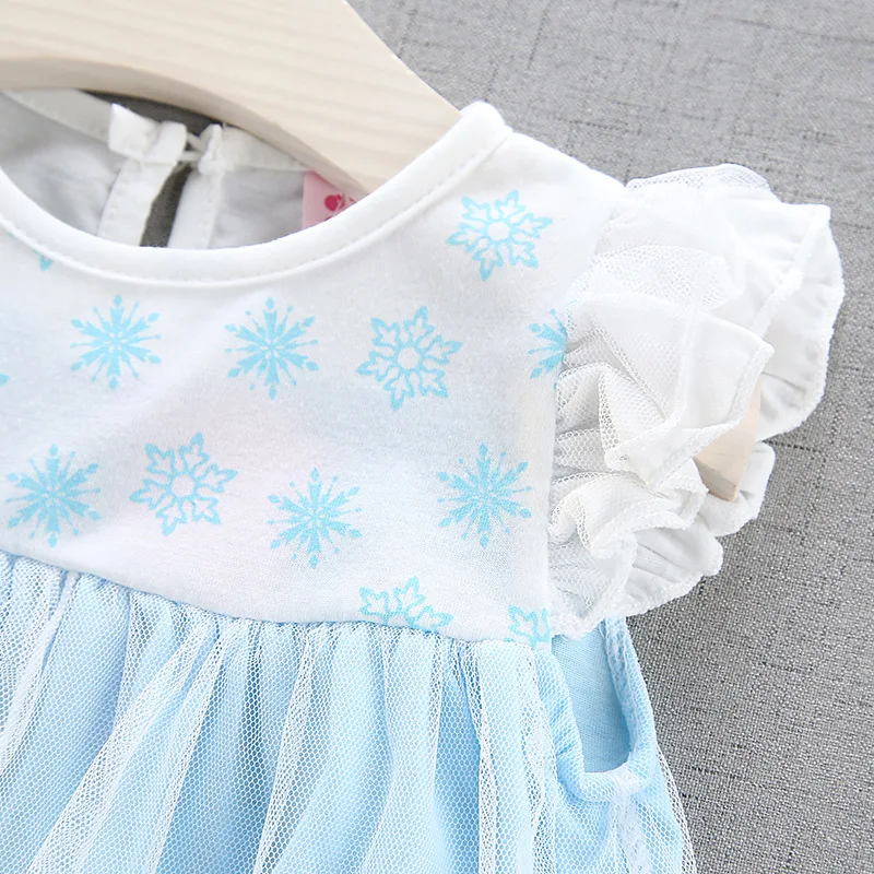 Платье принцессы Эльзы для маленьких девочек; летнее платье для малышей; детская одежда; костюм Снежной Королевы для костюмированной вечеринки; детская одежда на Хэллоуин