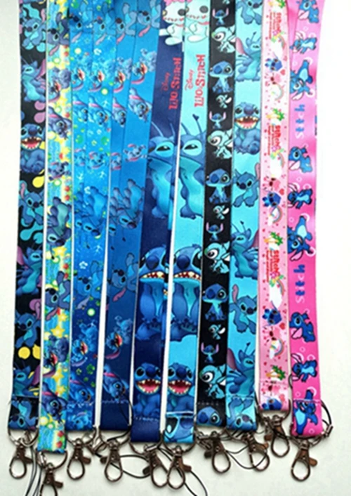 

5 pcs stitch Keychain Lanyard ID Badge Holders Cartoon Phone Neck Straps With Keyring DH-3