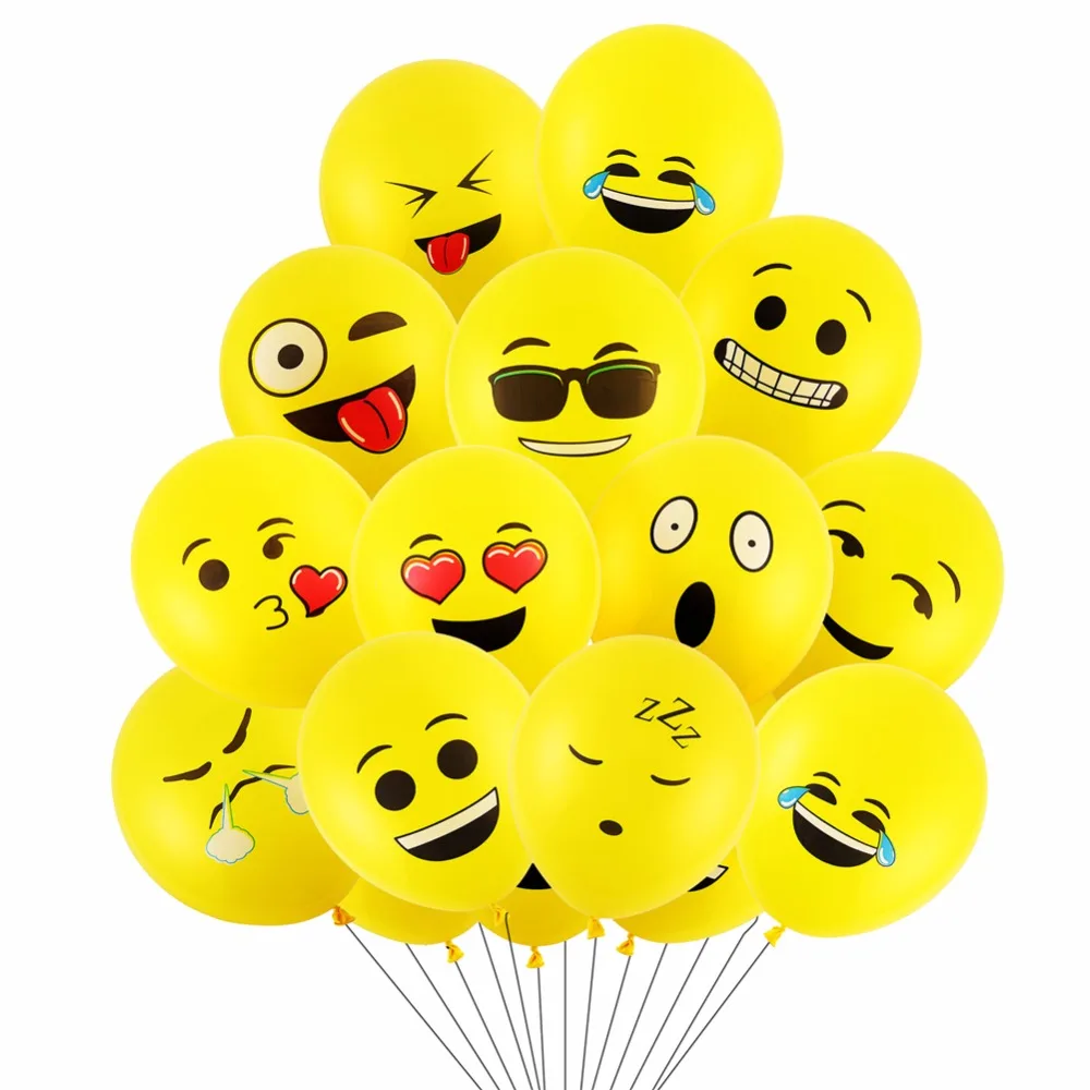 

10pcs 12inch Yellow Latex Balloons Emoji Balloons Smiley Face Expression Party Wedding Balloons Cartoon Inflatable Balls
