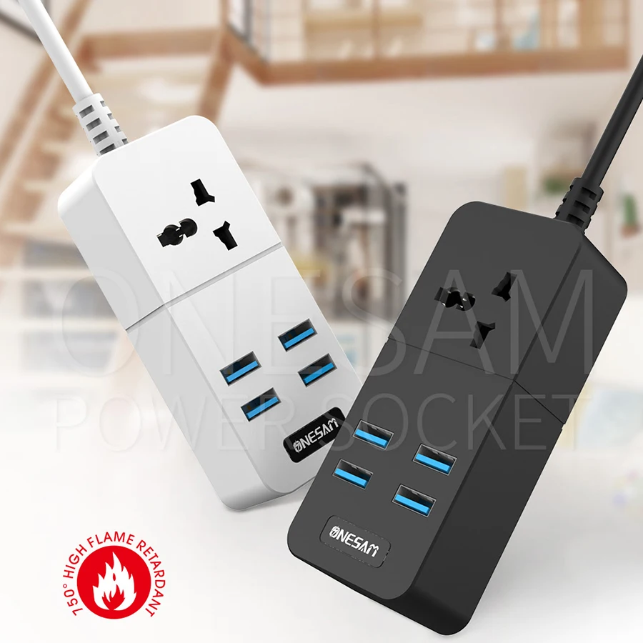 Original ONESAM 4 USB Plug 1 Power Sockets strip Fast Charging With pack OS-T06 Black/White EU/UK/US |