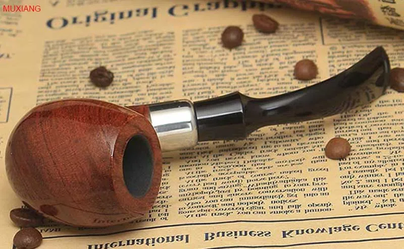 6 muxiang rosewood tobacco pipe bent smoking pipe with 10 smoking tools kit 9mm filter cleaners pipe rack knife