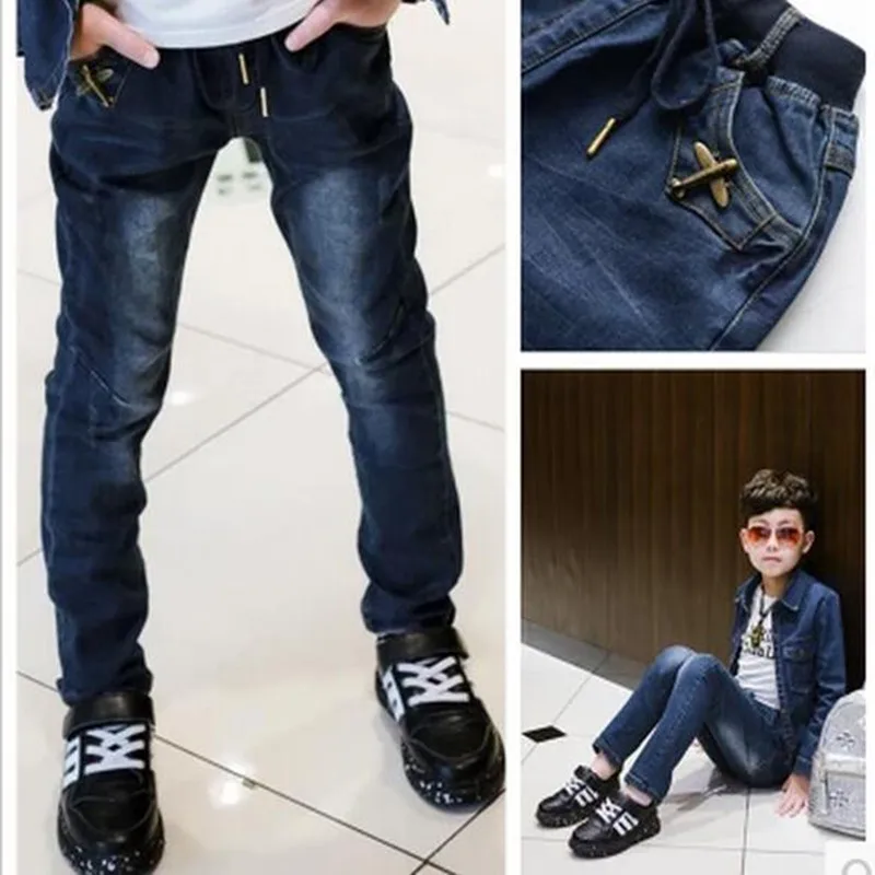 

New Year, Boys pants jeans Fashion Boys Jeans for Spring Fall Children's Denim Trousers Kids Dark Blue Designed Pants