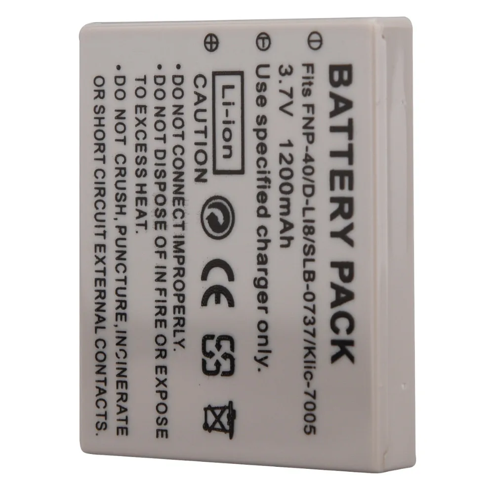 

DB-60/S005/FNP70 1200mAh Camera Backup Battery NP-40 NP-40N D-LI8 D-Li85 DLI-102 KLIC-7005 SLB-0737 Rechargeable Li-ion Bateria