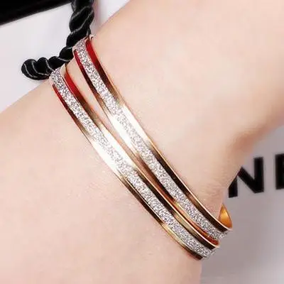 

2pcs/set Fashion Double circle matte rose gold bracelets Bangles