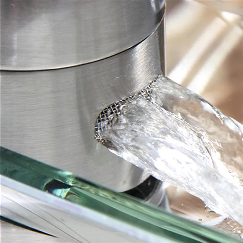 NEW Bathroom Faucet Advanced Modern Glass Waterfall Contemporary Chrome Brass Bathroom Basin Sink Mixer Waterfall Tap