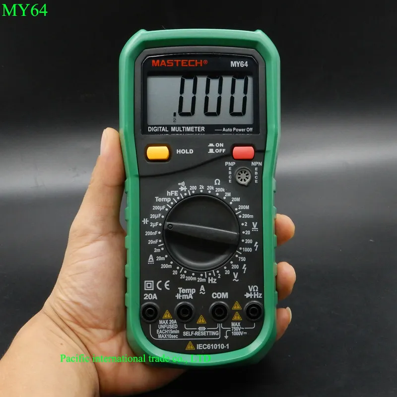 MASTECH MY64 Digital Multimeter AC/DC DMM Frequency Capacitance Temperature Meter Tester w/ hFE Test Ammeter Multitester digital multimeter w temperature capacitance frequency test lcr meter ammeter analog multitester
