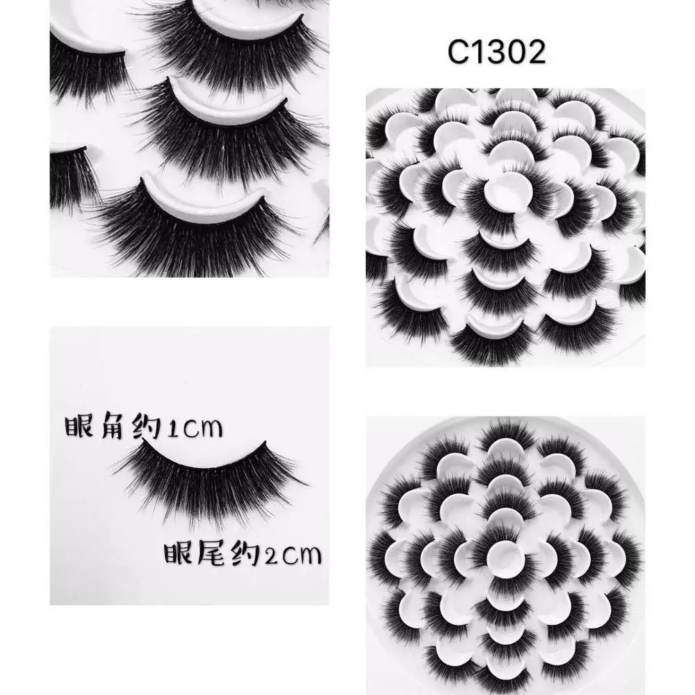 13pair 1302 Новое предложение, партиями по 3/5/13 пар натуральные накладные ресницы длинные Макияж 3d норковые ресницы, наращивание ресниц ресницы серо-коричневого цвета для красоты - Цвет: 13pair 1302