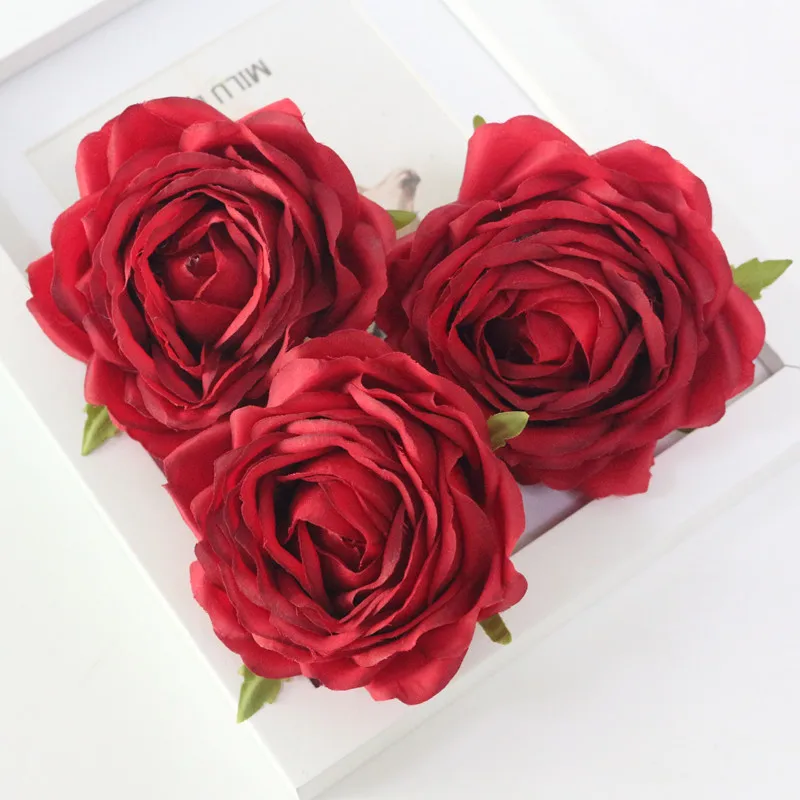 Flone High Quality Artificial Flower Head Retro Rose Head Silk Flower Wedding Christmas Party Decor Flores (4)