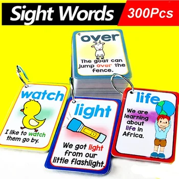 

300Pcs/Set English Sigh Words Learning Cards Pocket FlashCards Learning Education Montessory Educational Toys Montessori