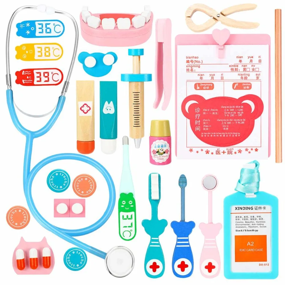 Children-Kids-Wooden-Pretend-Play-Toys-Doctor-Toys-Dentist-Nurse-Medical-Games-Kits-Set-Vocation-Learning