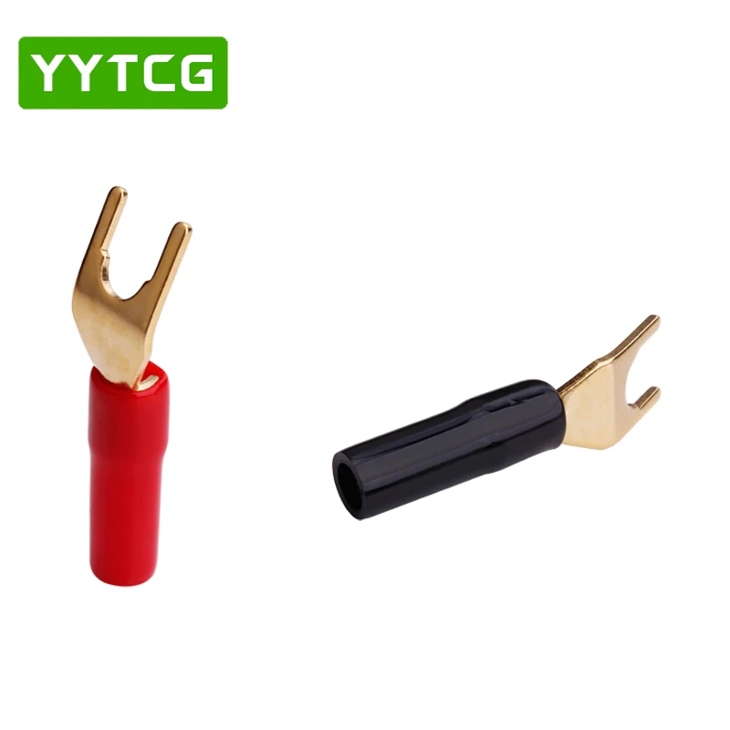 YYTCG 8PCS Gold-plated Copper Banana Plugs U/Y Type High quality Banana Connector Speaker Wire Connector With Plastic Handle Ca