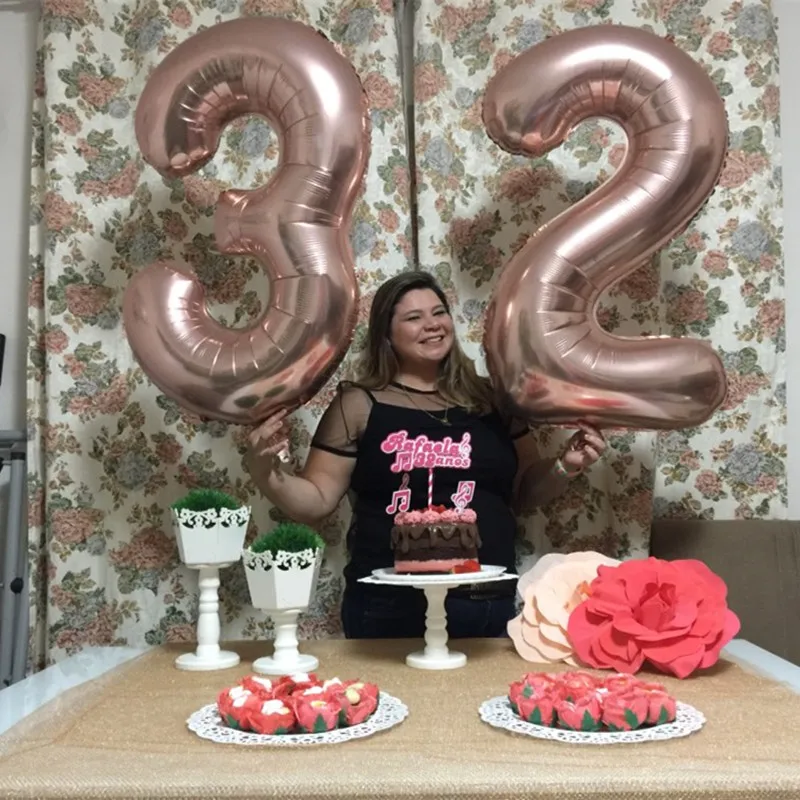 40 дюймов 32 дюймов розовое золото цифры воздушные шары Свадебные шары День рождения украшения Дети Глод фигура шар Серебряная цифра Globos