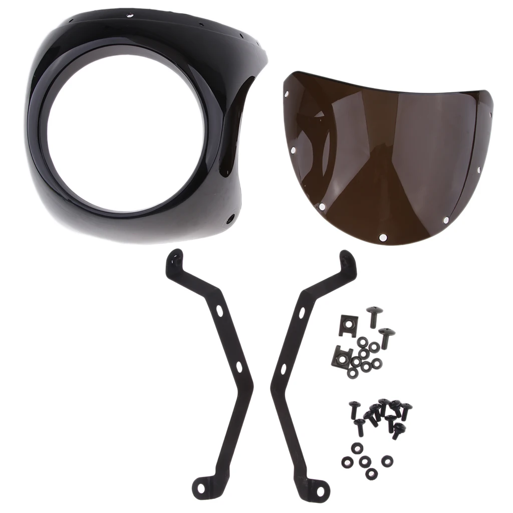 Retro Cafe Racer Style 7'' Headlight Lamp Handlebar Fairing Windshield Universal Less Turbulence Improves Stability