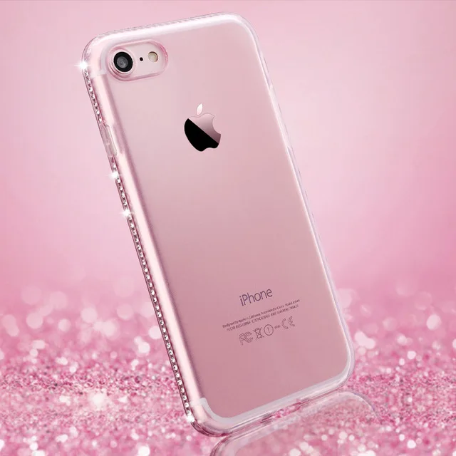 New Kisscase Sexy Bling Алмазная Мягкие TPU чехол для iPhone 6 S Plus 7 8 Plus 5 5S SE Ultra Slim со стразами задняя крышка случаях чехол на айфон 6 6s чехол на айфон 7 8 Plus чехол на айфон 5s 5 SE чехол на айфон X Xr - Цвет: Pink