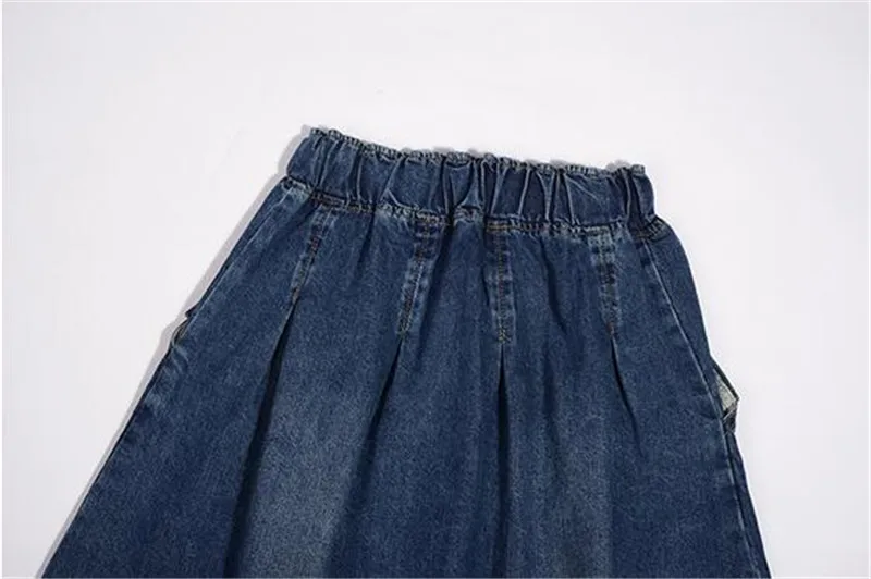 Летняя джинсовая с эластичной талией Миди А-силуэта размера плюс повседневная юбка большого размера Женская повседневная юбка с карманами высокое качество 9XL TT2547