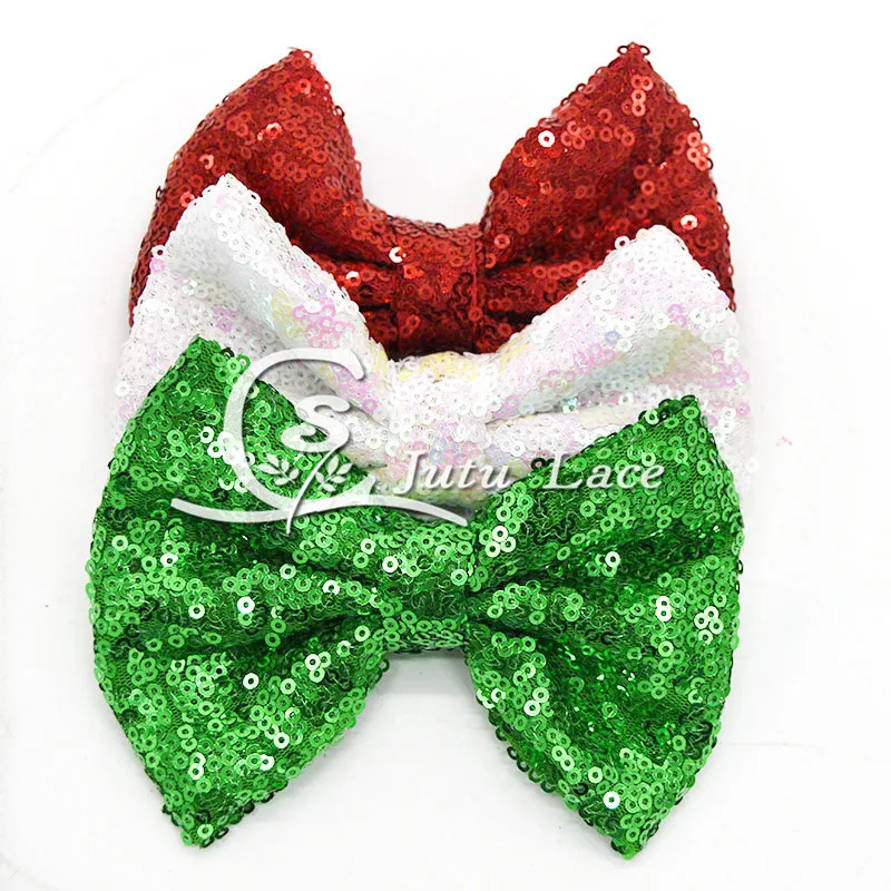 Buy 12cm Sequin fabric hair bow in Good quality 10pcs