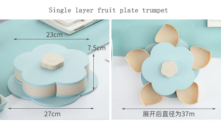 Вращающийся пластиковый ящик в форме лепестков для хранения семян, орехов, конфет, сухих фруктов, чехол, тип сливы, ланч-контейнер для детей, защита фруктов
