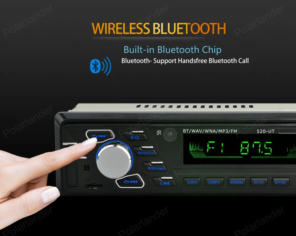 Лидер продаж Авторадио Bluetooth стерео FM 520UT радио 1din USB управление колесами SD AUX