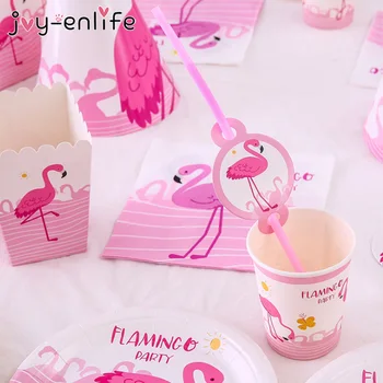 

Pink Flamingo Birthday Party Decoration Paper Plates Napkins Cups Tableware Flamingo Wedding Decoration Summer Party Supplies