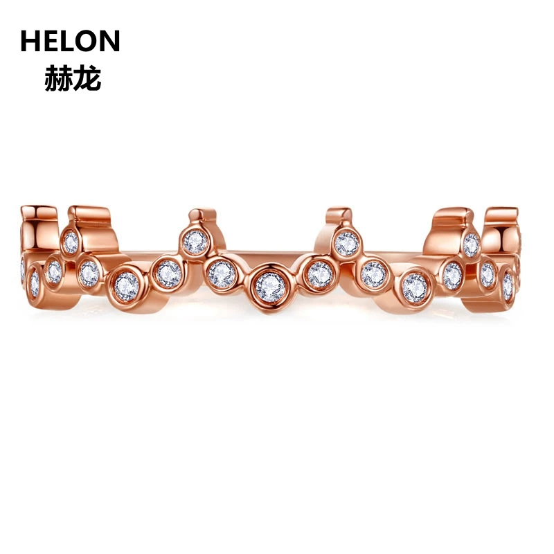 0.12ct SI/ч природного бриллиантами обручальное кольцо твердого 14 k Rose Gold Для женщин Обручение кольцо диск вечерние Юбилей Fine Jewelry подарок