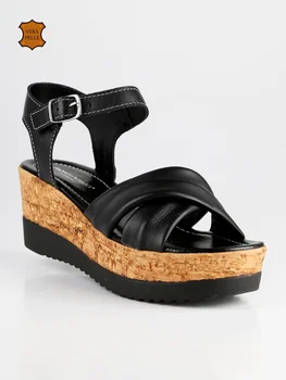 

ANDREA PIERAGO black leather sandals with wedge