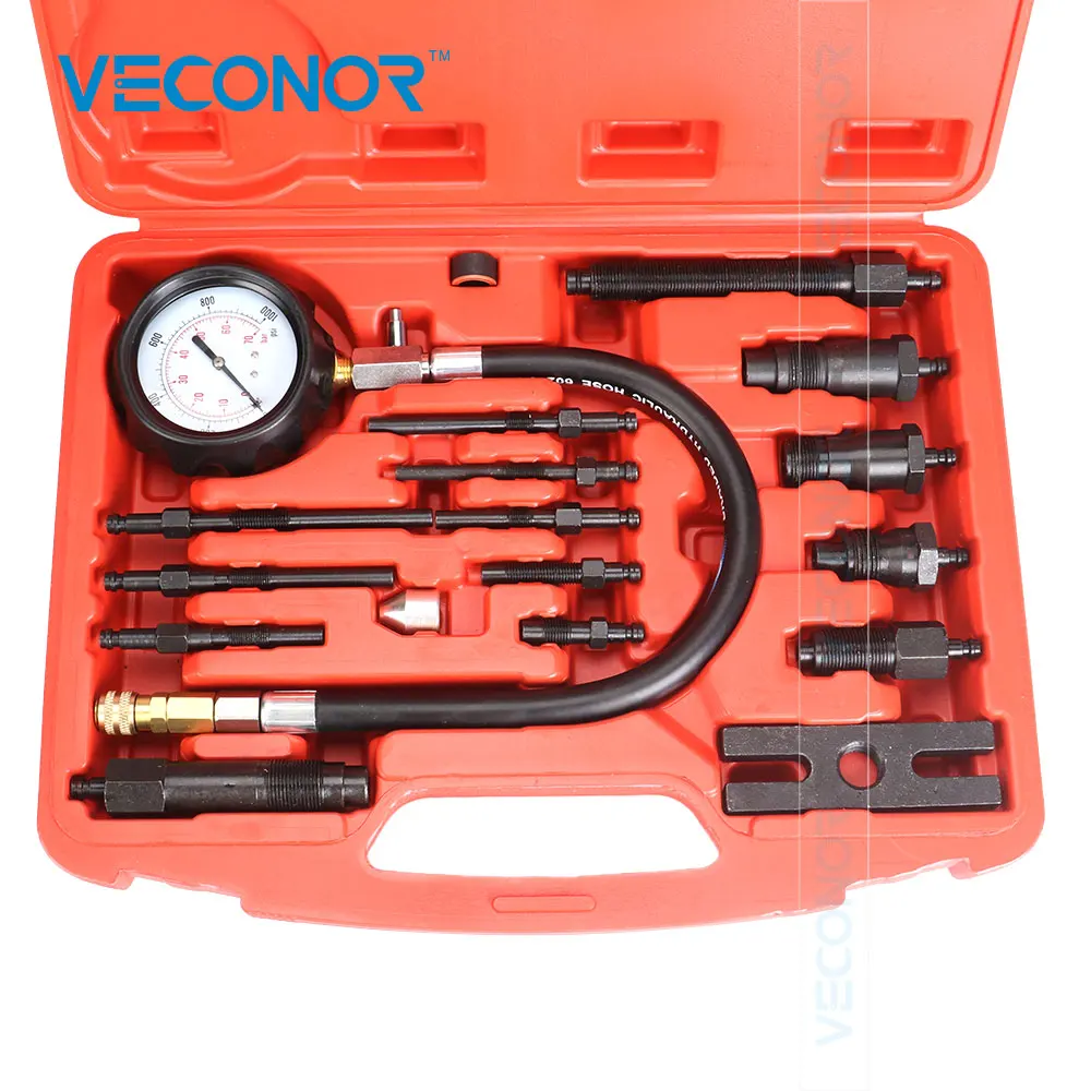 VECONOR Professional Diesel Engine Compression Tester Tool Kit Set Cylinder Pressure Meter For Diesel Truck
