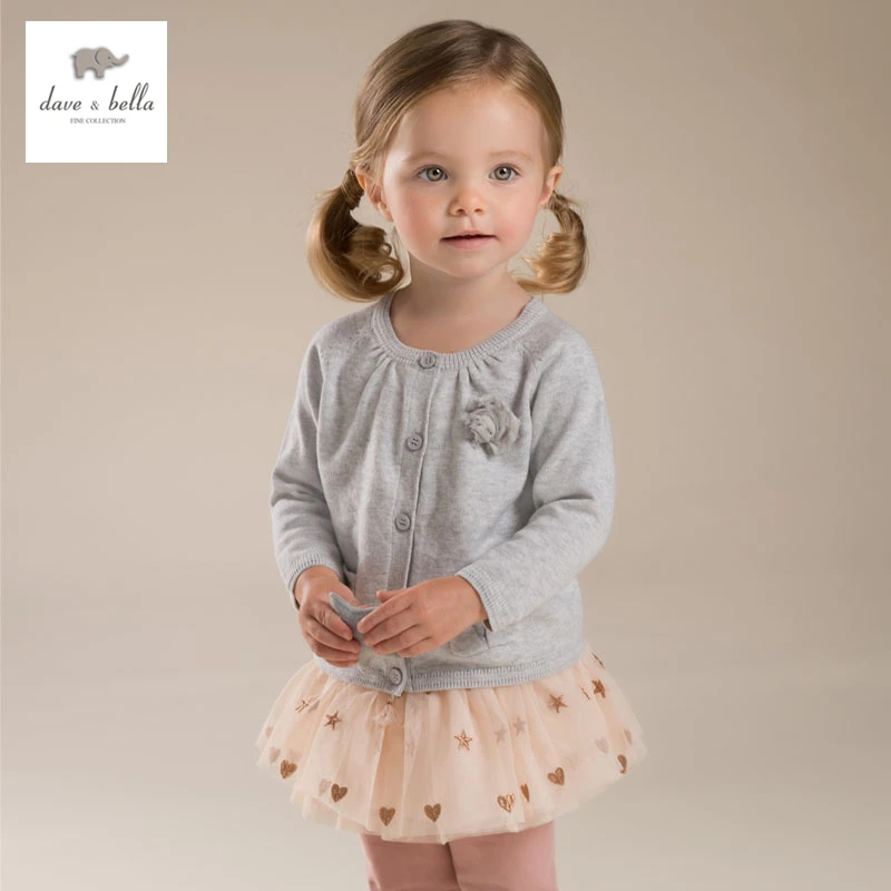 DB3672 dave bella autumn baby girl sweet design cardigan toddler sweaters infant clothes girl soft sweater