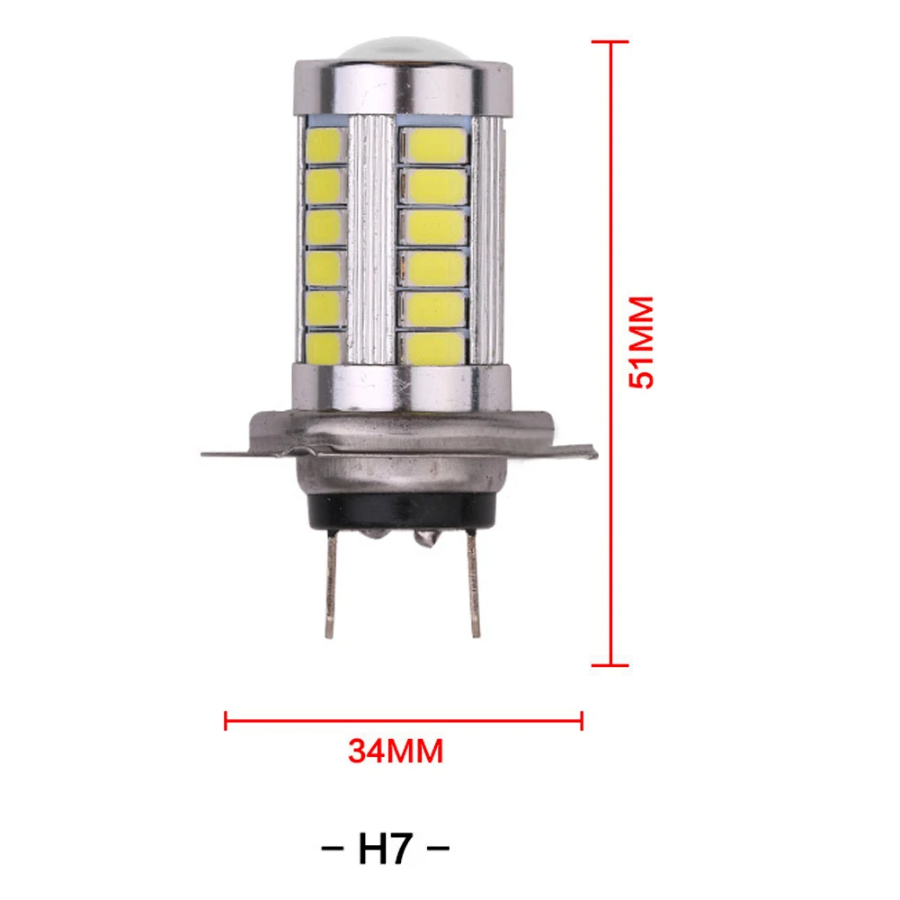 H7 5630SMD 33 LED Daylight Bulb Car Fog Light DC 9 15V Daytime Running