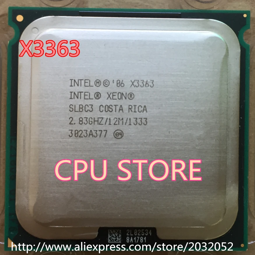 

lntel Xeon X3363 SLBC3/SLASC CPU Processor 2.83GHz /LGA771/12MB L2 Cache/Quad Core(works on LGA 775 mainboard 2 Pieces Free)