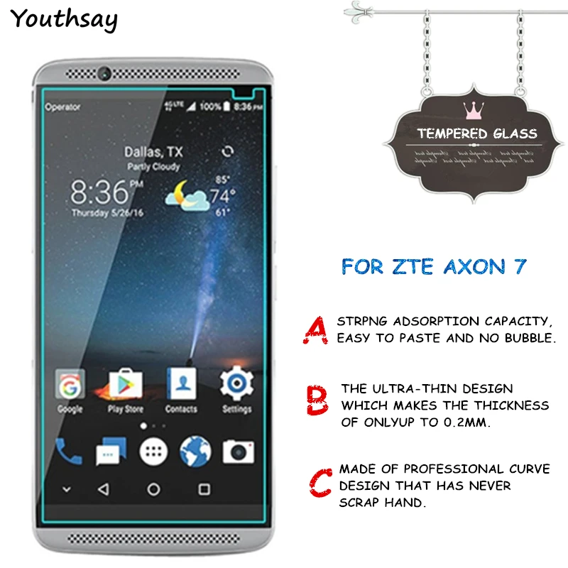 2 шт для стекла ZTE Axon 7 закаленное стекло защиты экрана Axon7 Youthsay | Мобильные