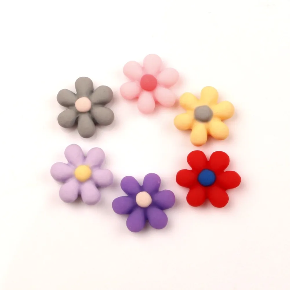 

50Pcs 15mm Mixed Resin Flower Cabochon Flatback Decoration Crafts Embellishments For Scrapbooking Diy Accessories
