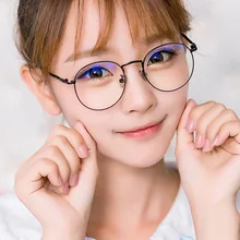 Computer Round Frame Print Glasses Women Rays Radiation Gamin Eyewear Frames Metal Unisex Anti Blue Light Glasses Men Optical