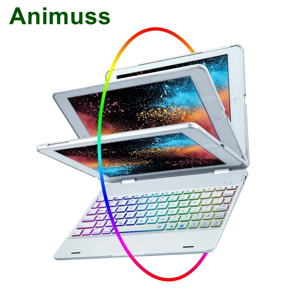 

ANIMUSS Newest Supper Light Clamshell Backlit Wireless Bluetooth Keyboard Case Cover for All Ipad 9.7